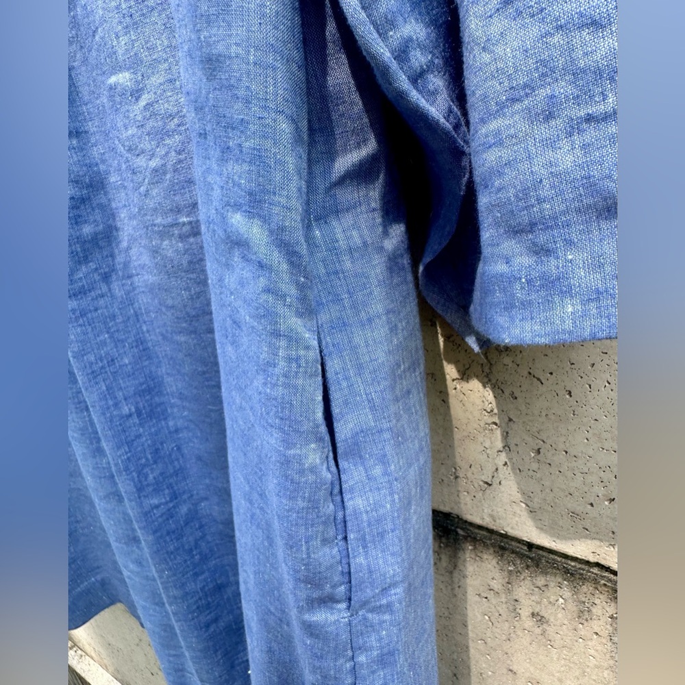 Chico’s ✨ Beaded Linen-Blend Dress ✨ Chambray Blue ✨ Size 3/XL - Picture 8 of 16